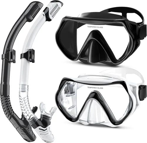 Miniatura 11 de Dry Snorkel Set,Panoramic Wide View Anti-Fog Scuba Diving Mask,Professional Snorkeling Gear for Adults