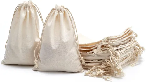 Miniatura 6 de Tendwarm Paquete de 20 bolsas de algodón con cordón de 3.9 x 5.9 pulgadas, reutilizables, bolsa de muselina para fiestas, bodas, almacenamiento