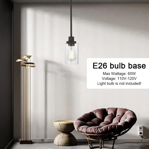 Miniatura 3 de MELUCEE Lámpara colgante de vidrio de 1 luz, estilo Edison industrial, acabado de bronce aceitado, iluminación de isla de cocina, lámpara colgante