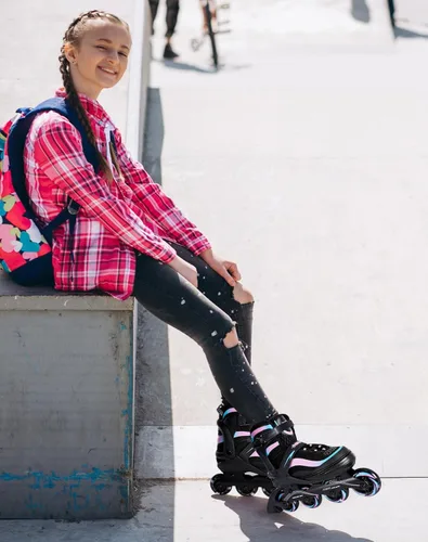 Miniatura 7 de Patines en línea ajustables para niños y adultos – Patines con gradiente de color y ruedas completamente iluminadas para niñas, niños