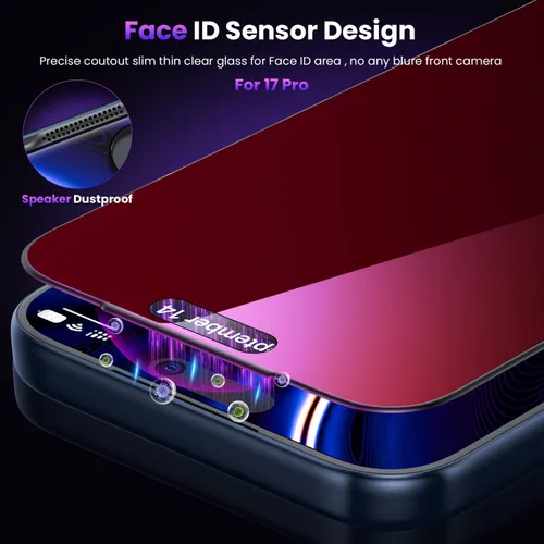 Miniatura 6 de WSKEN para iPhone 17 Pro Protector de Pantalla con Privacidad - Protección Anti Luz Azul con Gradiente Morado [Eliminación Automática de Polvo]