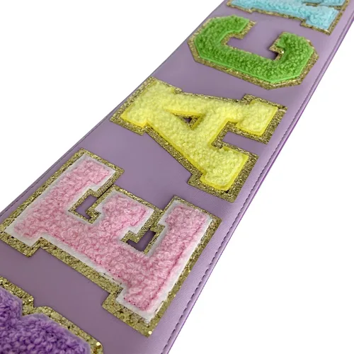 Miniatura 6 de HAIBOLAN Monogram Clear Stadium Purse Bag Chenille Letter Travel Patch Pouch Snack Makeup Wristlet