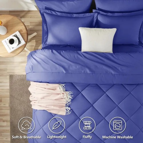 Miniatura 39 de CozyLux Juego de edredón tamaño King, color naranja quemado, toda la ropa de cama en una sola bolsa, 7 piezas: edredón, fundas de almohada