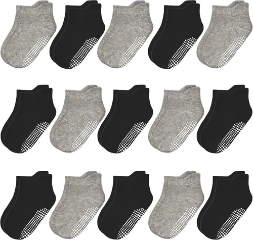 Miniatura 15 de HYCLES 15 pares de calcetines para niños pequeños, calcetines de agarre para niños de 6-12 meses 1-7 años, calcetines de tobillo antideslizantes
