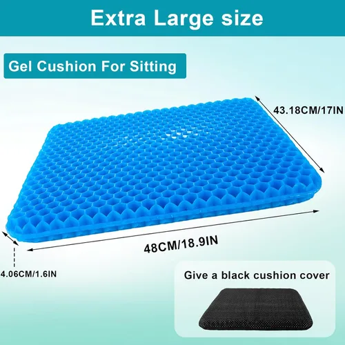 Miniatura 2 de Cojín de gel para sentarse durante mucho tiempo, cojín para silla de oficina extra grande y grueso con diseño de panal para aliviar el dolor