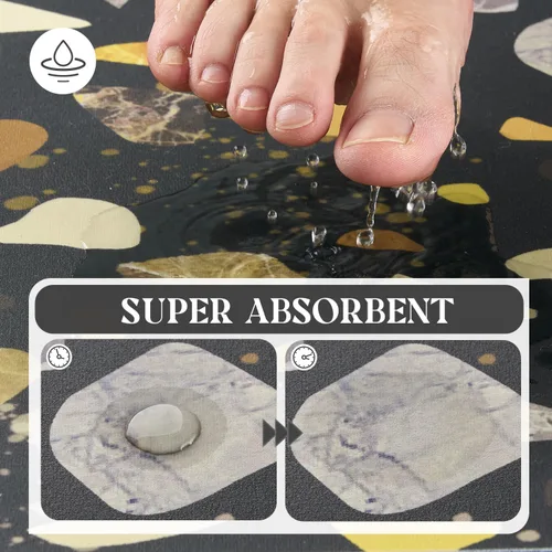 Miniatura 3 de MontVoo -Tapete de baño-Alfombras de baño delgadas antideslizantes para debajo de la puerta- Superficie de gamuza sintética absorbente, de secado