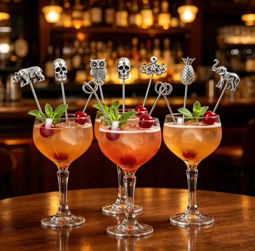 Miniatura 8 de Homestia - Púas de cóctel de metal para bebidas, 11.9 cm reutilizables, pinchos de cóctel para guarnición, espadas, 6 piezas, púas de martini