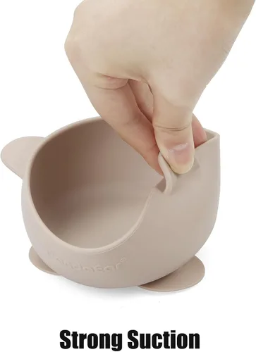 Miniatura 4 de PandaEar Paquete de 3 Tazones de Silicona con Succión para Bebés y 3 Cucharas de Alimentación para Bebés Cuencos Antideslizantes que se Mantienen