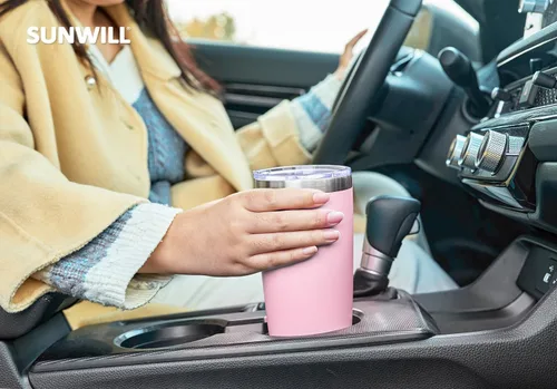 Miniatura 6 de SUNWILL Vaso de café de viaje de 20 onzas, taza aislada con tapa, taza de acero inoxidable para bebidas calientes y frías, con recubrimiento