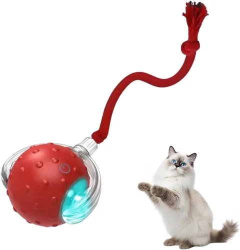 Miniatura 9 de Pelota de juguete interactiva para gatos de interior, conductor fuerte que rueda rápidamente en la alfombra, chirrido y activado por movimiento
