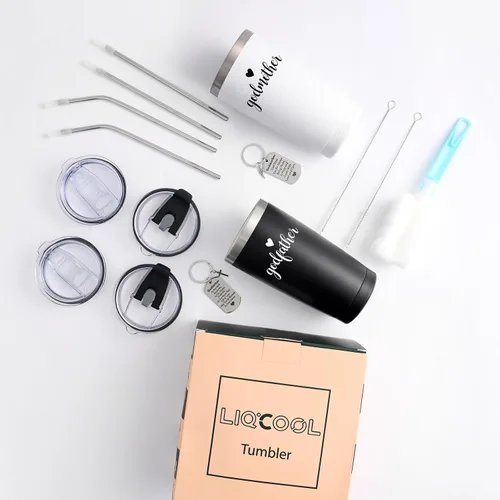 Miniatura 8 de LiqCool Regalo de propuesta de padrinos, juego de vasos aislados con llavero, regalo para padrinos de parte del ahijado, regalos de padres de Dios