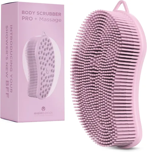Miniatura 10 de MainBasics - Limpiador corporal de silicona, limpiador de ducha de doble cara con nodos de masaje, alternativa de esponja de silicona para limpieza