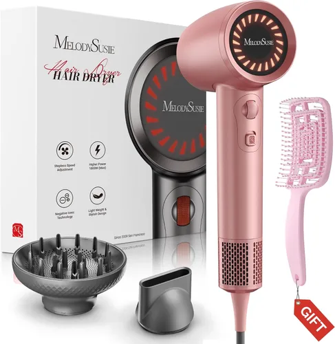 Miniatura 13 de MelodySusie Secador de pelo, secador de pelo iónico profesional de 1600 W para secado rápido, secador de pelo de alta velocidad de 120,000 RPM