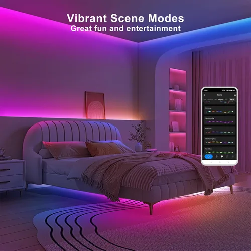 Miniatura 7 de Tatazone Tira de luz LED COB Bluetooth RGB+IC de 6.56 pies con aplicación, tira de luz COB de persecución, control segmentado, sincronización