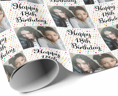 Miniatura 4 de M YESCUSTOM Personalized Birthday Wrapping Paper with Picture Age Custom 1st 18th 30th 40th 50th 60th Happy Birthday Gift Wrapping Paper Roll