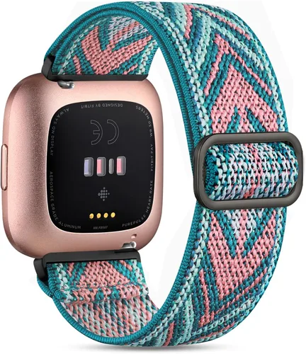 Miniatura 16 de Correa elástica compatible con correas de reloj Fitbit Versa, correa deportiva de nailon suave y transpirable de repuesto para mujeres y hombres