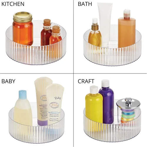 Miniatura 6 de mDesign Plataforma giratoria de plástico para gabinete de cocina y baño, armario, organización de encimera, organizador giratorio para condimentos