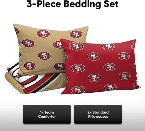 Miniatura 3 de FOCO Unisex-Adult NFL Team Logo Bed in a Bag Comforter Bedding 3-Piece Set
