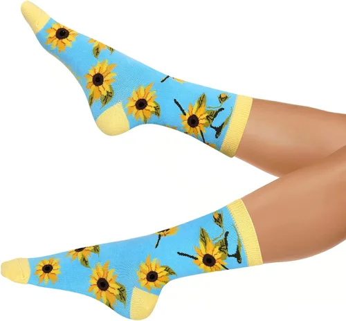 Miniatura 8 de Benefeet Sox Calcetines divertidos para mujer, calcetines de algodón casuales con estampado floral colorido de animales