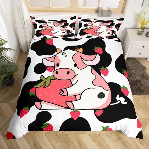 Miniatura 24 de Castle Fairy Juego de ropa de cama tamaño individual, juego de funda de edredón con diseño de ciervos y pinos para niños y niñas, juego de funda