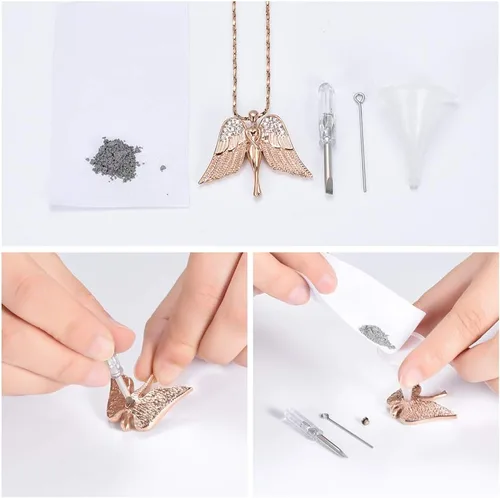 Miniatura 5 de Imrsanl Joyería de cremación con dije de ángel para mujer, colgante de ceniza, collar de urna para cenizas, alas de recuerdo, joyería para mujeres