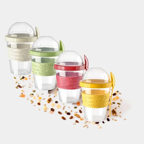 Miniatura 2 de Breakfast On the Go - Tazas de yogur para llevar y llevar con cobertura de cereales o avena, recipiente portátil de cereales de yogur Lux