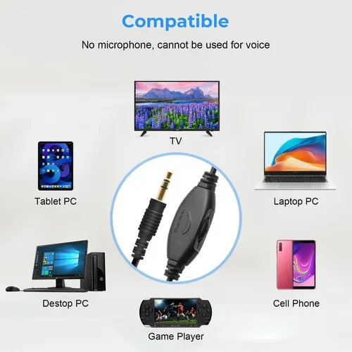 Miniatura 6 de Auriculares con cable extralargos para TV y PC para ver televisión para personas mayores con control de volumen, auriculares con cable de longitud