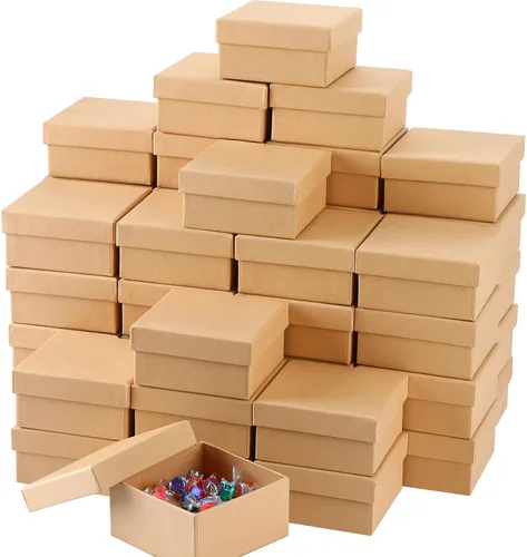 Geyee 24 mini cajas de papel maché con tapas, cajas de regalo pequeñas cuadradas, caja de cartón para manualidades, 3.9 pulgadas, regalo de joyería