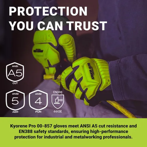 Miniatura 4 de Armor Guys Kyorene Pro 00-857 A5 - Guantes de trabajo resistentes a los cortes, grafeno, agarre de palma de nitrilo, protección de espalda TPV