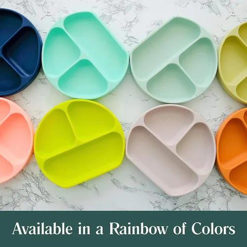 Miniatura 8 de Simka Rose Platos de succión para bebés y niños pequeños, platos de silicona, sin BPA, diseño dividido, apto para microondas y lavavajillas, Sombra