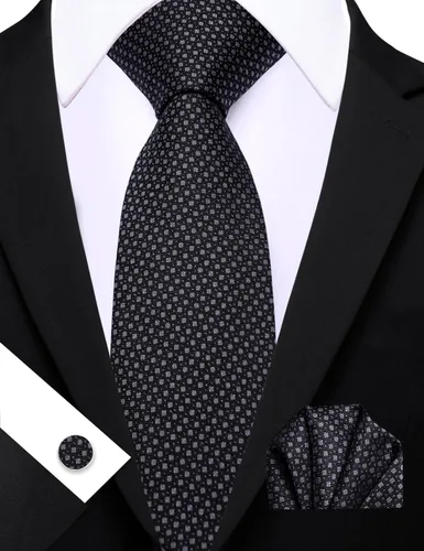 Miniatura 86 de Barry.Wang Corbatas de seda para hombre, diseño de lunares, gemelos cuadrados de bolsillo, gemelos para negocios, boda