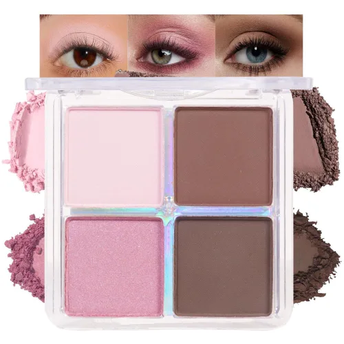 Miniatura 11 de evpct Paleta cuádruple de sombras de ojos marrón nude, brillante nude champán, dorado, marrón, cacao, brillantina, metálico, mate, alto pigmento