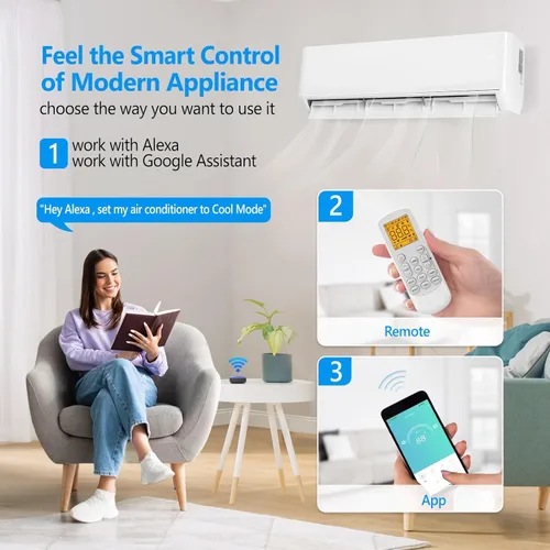 Miniatura 3 de Bonnlo Sistema de calefacción mini split de 12,000 BTU con inventor, 23 SEER 115V de ahorro de energía sin conductos de aire acondicionado