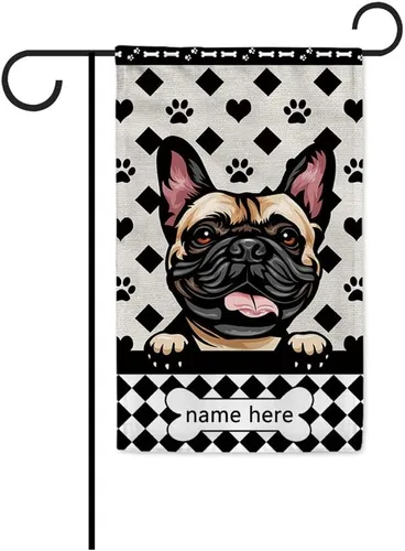 Miniatura 23 de Bandera personalizada de jardín para perro, lindo perro salchicha salchicha, lunares, búfalo, bandera a cuadros para decoración del hogar al aire
