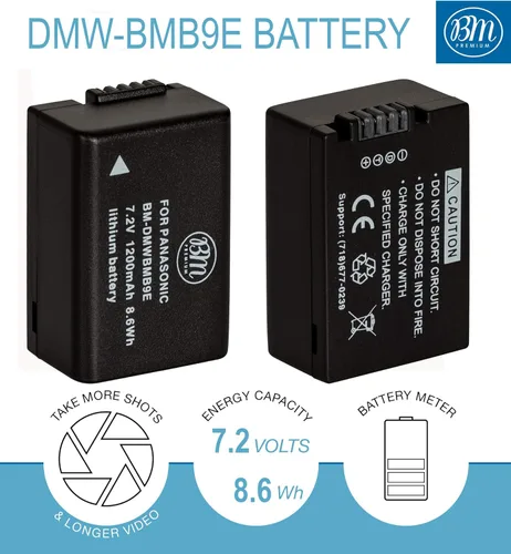 Miniatura 2 de BM Premium Paquete de 2 baterías DMW-BMB9 y cargador de batería para cámaras Panasonic Lumix DC-FZ80, DC-FZ80D, DMC-FZ40K, DMC-FZ45K, DMC-FZ47K