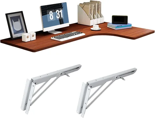 Miniatura 8 de LIGUOYI Escritorio flotante para pared de 28, 35, 39 pulgadas, mesa de pared estable y resistente en forma de L, escritorio de computadora