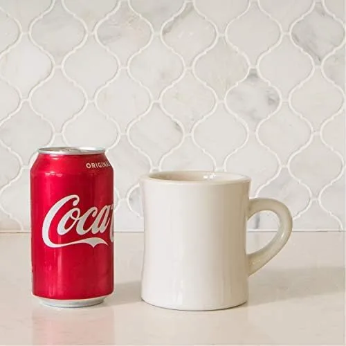 Miniatura 4 de Serami Juego de tazas de café originales de 11 onzas color crema, tazas de cerámica ideales para juego de cocina, viajes y té caliente, taza retro