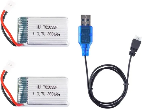 2 unids 3.7 V 380 mAh 20C 702035 batería recargable Lipo con cargador USB para Hubsan X4 H107 MJX F47 DFD F180 Quadcopter RC Drone piezas de repuesto