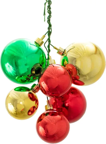 Miniatura 6 de Clásicos racimos de bolas de Navidad con adornos rojos, dorados y verdes, 6 juegos por caja