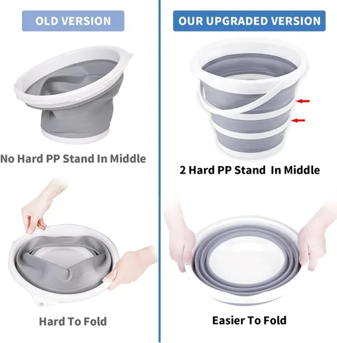 Miniatura 3 de Cubeta plegable de 10 L/2.6 galones, cubeta de limpieza para fregona, plegable, portátil, pequeños suministros de agua de plástico para exteriores