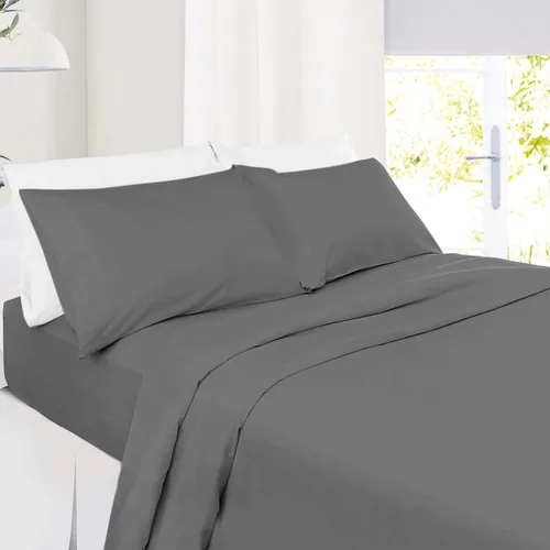 Miniatura 8 de Juego de sábanas de 100 % algodón suave de 800 hilos de 4 piezas para cama tamaño Queen, se adapta a colchones de hasta 14 pulgadas de profundidad