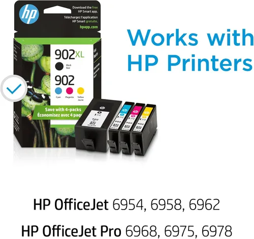 Miniatura 2 de HP Original 902 cian, magenta, amarillo / 902XL negro Cartuchos de tinta (paquete de 4) Funciona con OfficeJet 6950, 6960 Series OfficeJet Pro