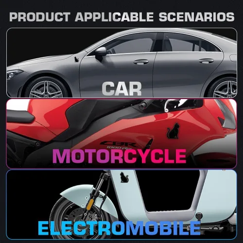 Miniatura 5 de Juren Adhesivo de metal 3D para automóvil, diseño de gato, emblema para automóvil, universal, motocicleta, bicicleta, decoración de automóvil Negro