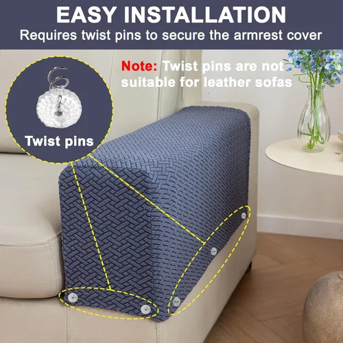 Miniatura 3 de Juego de 2 Fundas para Brazos de Sofá Sillón de Poliéster Elástico Fundas para Reposabrazos de Sofá Sillón Reclinable Fundas Protectoras con Marrón