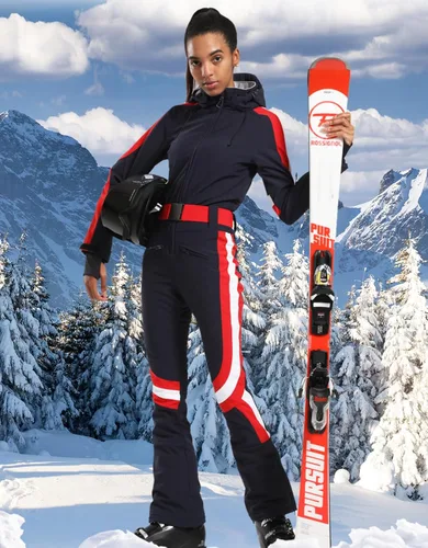 Miniatura 32 de GSOU SNOW Traje de esquí para mujer, traje de nieve delgado de una pieza, chaqueta de nieve, impermeable, resistente al viento, deportes al aire