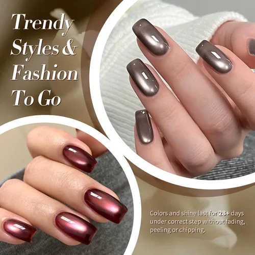 Miniatura 4 de Born Pretty - Esmalte de uñas en gel magnético Cat, set de esmalte de uñas de gel brillante retro magnético de 6 colores, kit de esmalte de uñas Oda