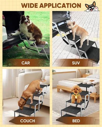 Miniatura 6 de Saker Rampa plegable para perros para automóviles, SUV, camiones, escaleras portátiles para perros con superficie antideslizante y diseño reforzado