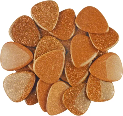 Miniatura 70 de Púa de guitarra o bajo de Obsidiana de Caoba en vidrio volcánico - 3.0 mm de calibre ultra pesado - Forma 351 - Púa exótica artesanal de gema