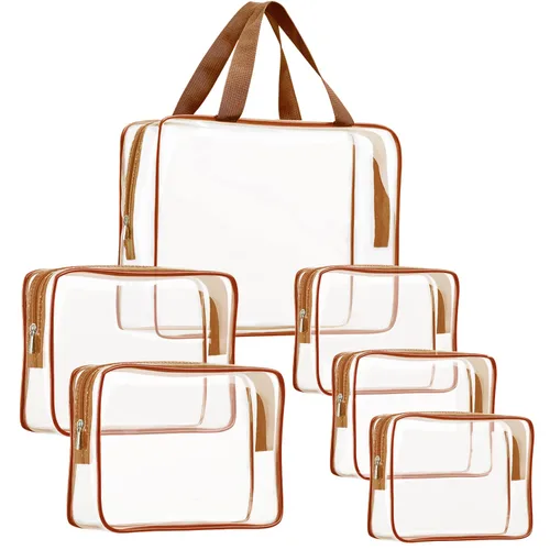 Miniatura 34 de Kit de 3 piezas de bolsas de artículos de aseo de viaje de PVC cristalino para mujeres y hombres, organizador de embalaje de vinilo impermeable