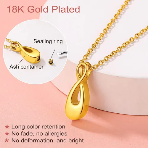 Miniatura 69 de FindChic Collares personalizados con urna para cenizas, barra vertical, gato, luna, reloj de arena, garra de perro, acero inoxidable, chapado en oro